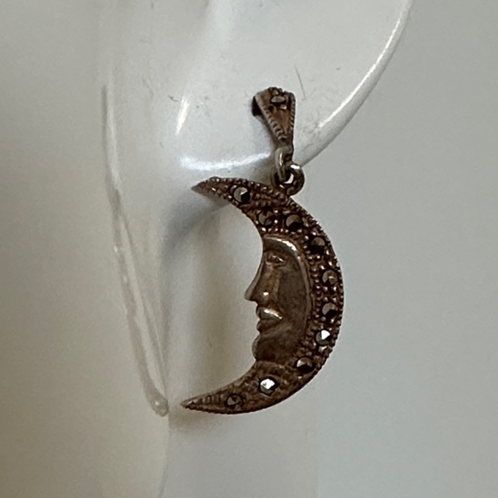 14k GF Marcasite Crescent Moon Earrings
